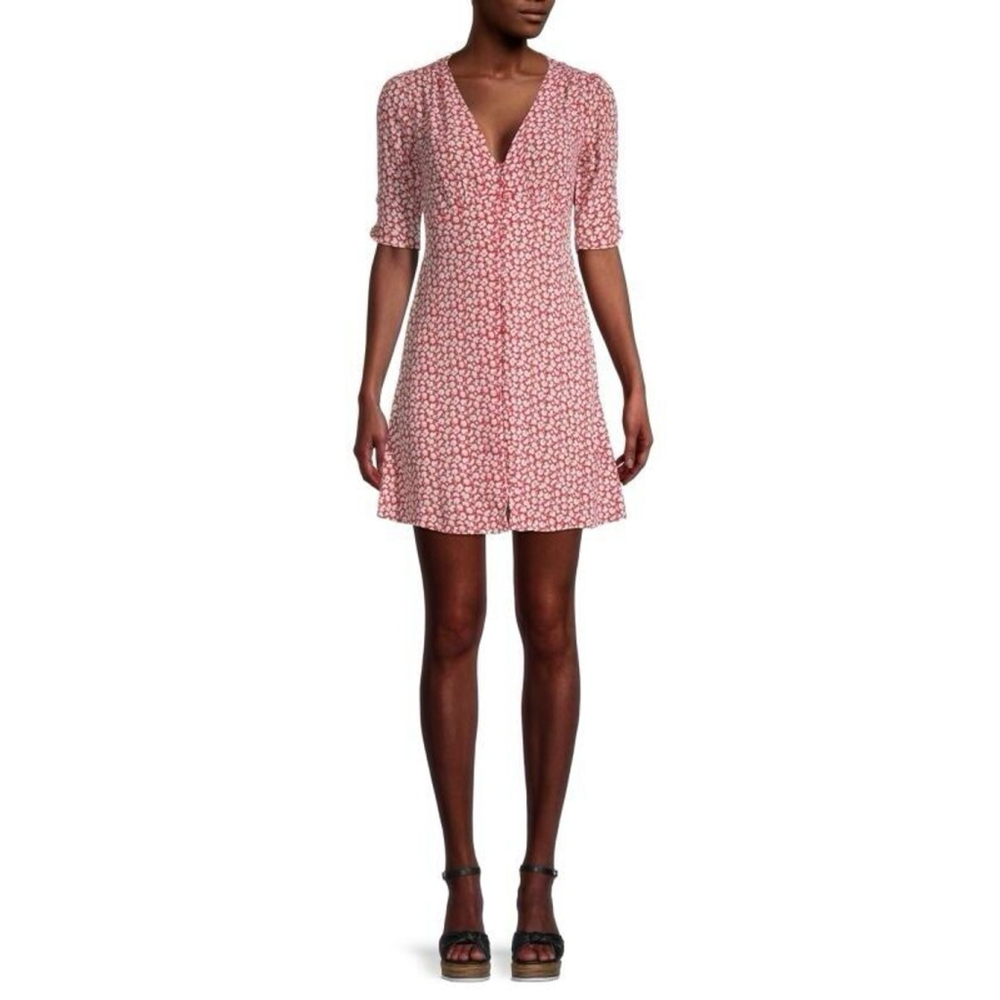 Allsaints Kota‎ Scatter Mini Button Down Tea Dress Red White Size Small
